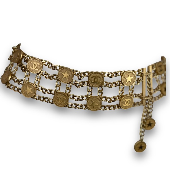 Chanel Spring 2001 Star Logo Double Row Chainlink Belt - Picture 2 of 14